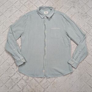 Marine Layer Shirt Mens M/L Blue Aqua Cotton Selvage Long Sleeve Button Casual